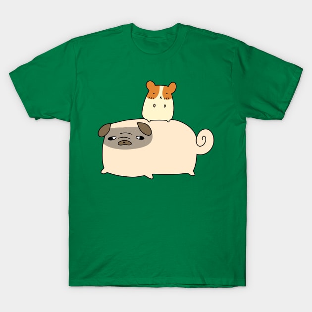 Pug and Little Hamster T-Shirt by saradaboru